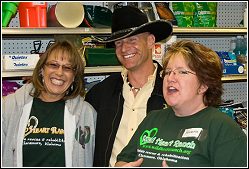 Ned Bruha with rehabilitators Sandy Brooks and Annette King